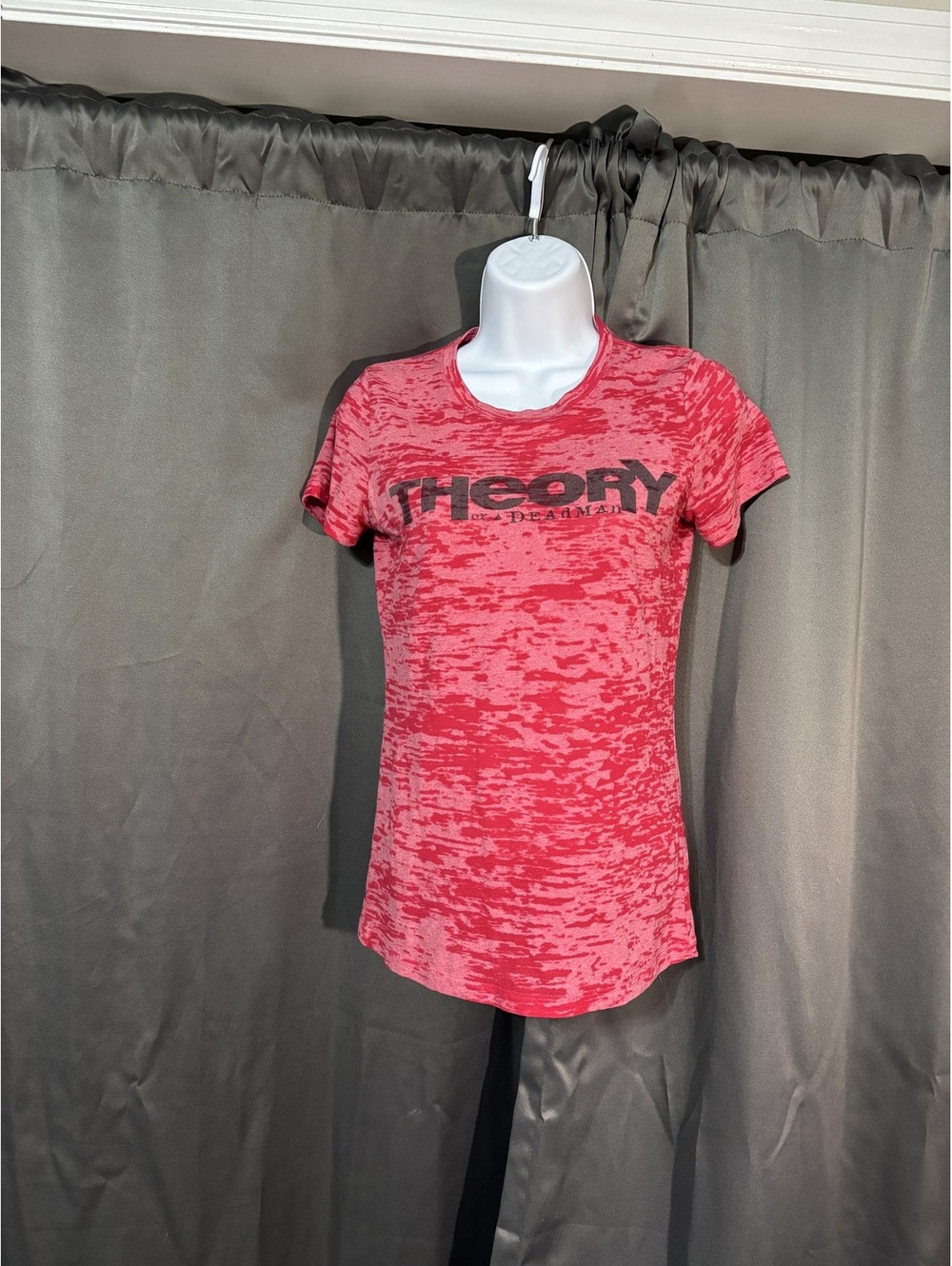 Theory Red Patterned Short Sleeve T-Shirt Size M